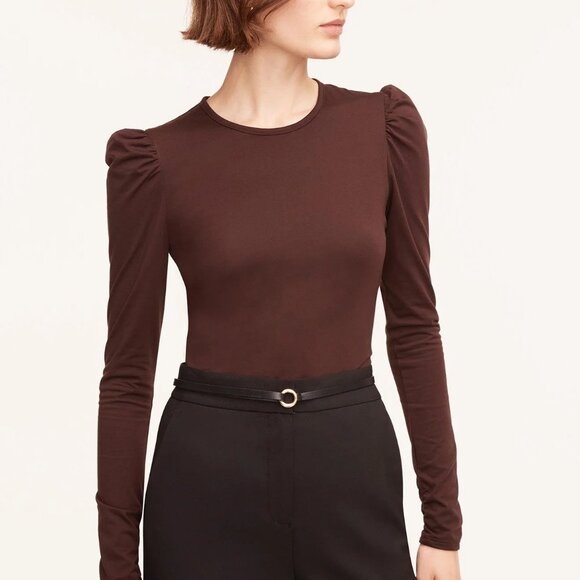 Rebecca Taylor Long Sleeve Ruched Top | Brown | Size XS | NWT - Picture 1 of 3